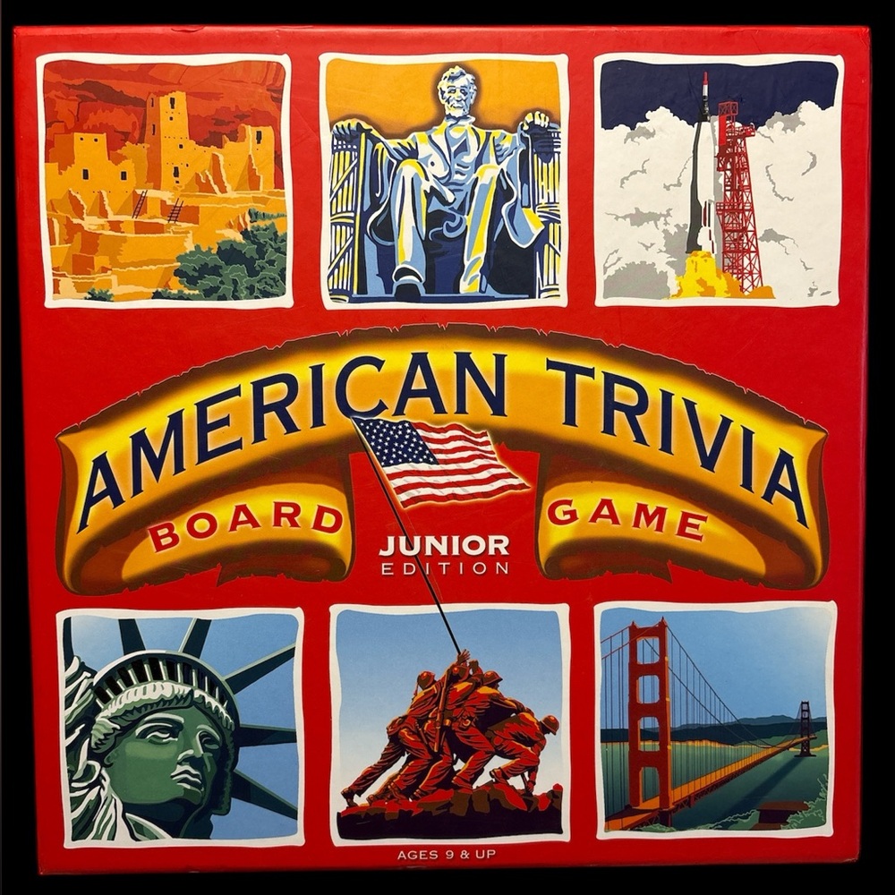 American Trivia Board Game Junior Edition by Outset Media Ages 9 & Up - EUC